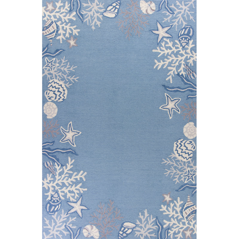 Beachcrest Home Haverford HandHooked Sea Blue Area Rug & Reviews Wayfair